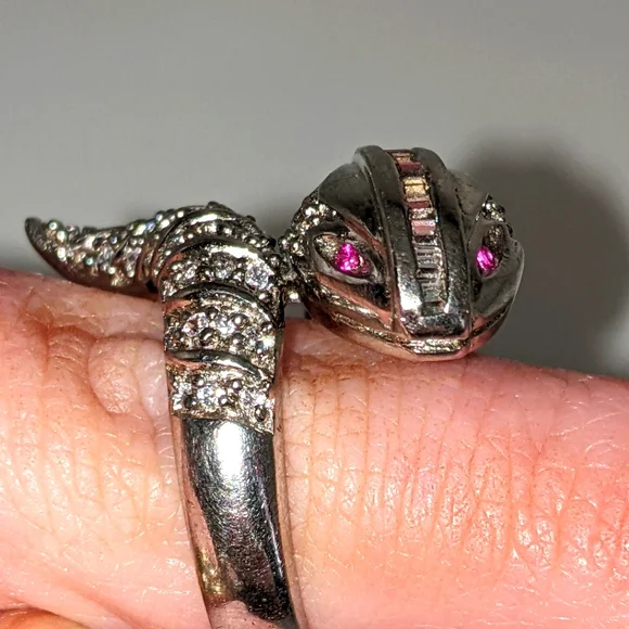 Snake Bypass Design Sterling Silver Ring - Picture 6 of 11